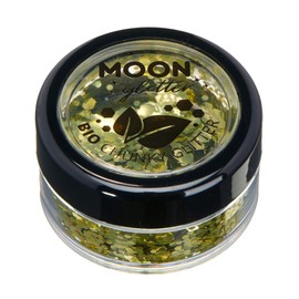 Moon Glitter Biodegradable Eco Glitter - 100% Cosmetic Organic Glitter for Face, Body, Nails, Hair and Lips - 3g - Gold