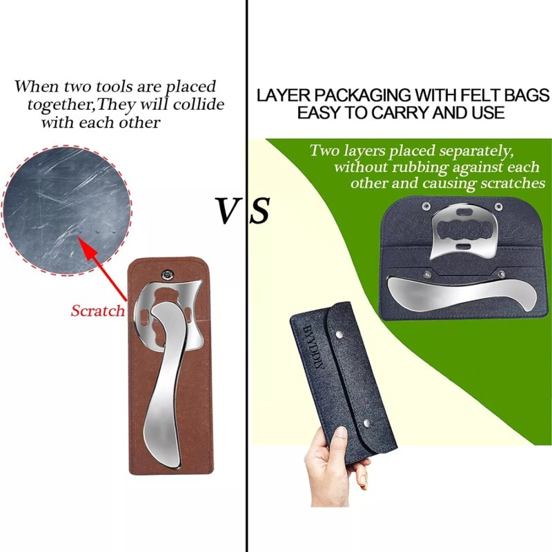 BYYDDIY 2 in 1 Stainless Steel Muscle Scraper Tools Set