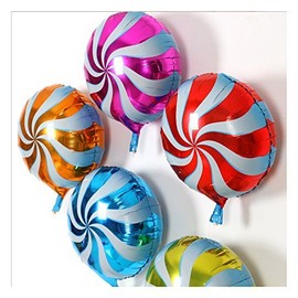 Happium - 18" Round Candy Lollipop Balloons, Pack of 5, Multi-Colour