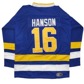 Hanson Brothers Jersey, Charlestown Chiefs 16,17,18 Slap Shot Ice Hockey Movie Jersey (16 Blue, Medium)