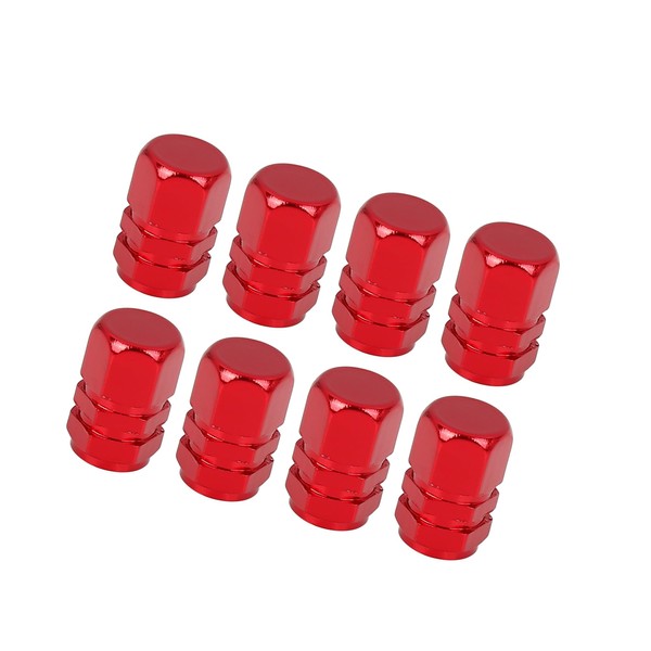 Hihaha 8pcs Red Tire Stem Valve Caps Wheel Valve Covers