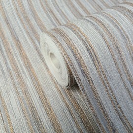 Zambaiti Parati Wallpaper tan Taupe Gray Gold Metallic Textured Plain Vertical Lines Faux Fabric