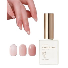 Nude Pink Jelly Nail Gel Glue Polish, 15ml Skin Tone Color Crystal Transparent Nude Neutral Sheer High Gloss Shimmer Gel Polish, Soak Off UV/LED Home DIY Gel Polish Mother’s Day Gift for Women-005