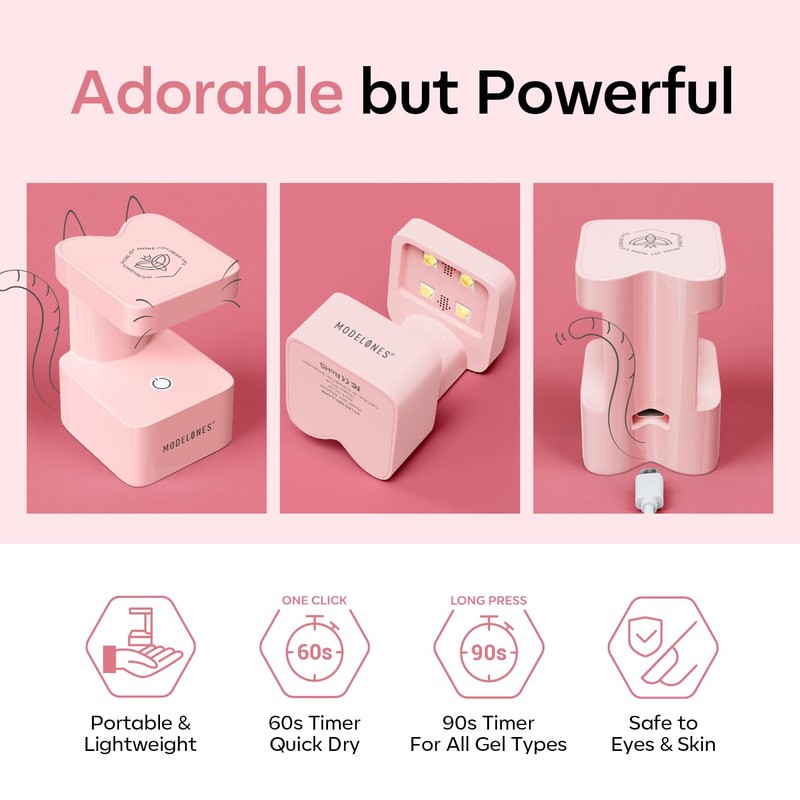 Modelones Mini UV Light for Gel Nails, Small Cure Lamp,