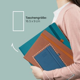 POPRUN Pocket Calendar 2025 2026 Small 16.5 x 9 cm (Aug.2025-Dec.2026) - Calendar 2025 2026 Small with PU Leather - Diary Planner 1 Week 2 Pages with Pen Loop - Navy Blue