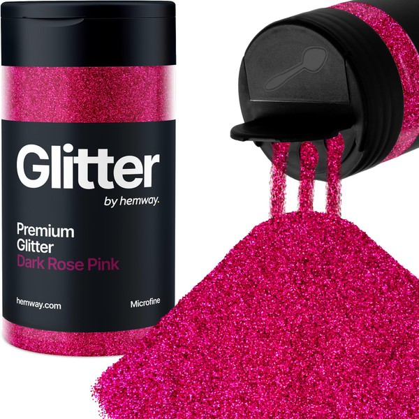 Hemway Dark Pink Glitter Microfine 125 g / 4.4 oz Powder Metallic Resin Craft Glitter Flake Sequins for Epoxy Cups, Hair Face Body Eye Nail Art Festival
