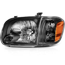 OCPTY Headlight Assembly Replacement For Toyota Sequoia 2005-2007 For Toyota Tundra Double Cab 4 Door 2005-2006 Black Housing Amber Reflector Clear Lens Bulbs Not Included Pair