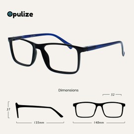 OPULIZE OPULIZE Ink Lessebrille 2er Pack Groß Rechteckig Rahmen Federscharniere Kratzfest Schwarze Blauen Bügeln Herren Damen RR4-1 +1.00