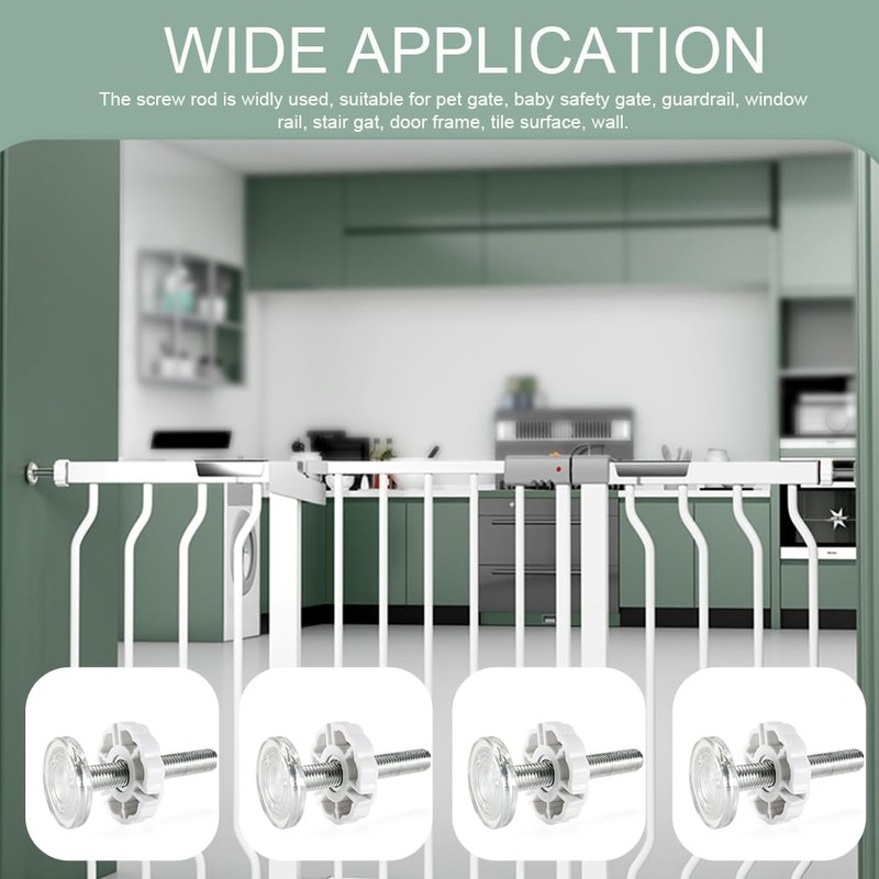 Pressure Mount Baby Gate Threaded Pivot Rod, 4-Pieces Pivot Screw