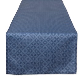 DII Indoor/Outdoor Re-Usable Tabletop Collection Tonal Lattice, Machine Washable, Table Runner, 14x72, French Blue