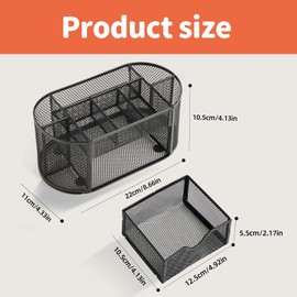 RMIVEGLIA Desk Organiser Drawers - Pen Organiser in Black with Drawer and Pen Cup, Ideal for Office Organiser Desk, Space Saving and Tidy