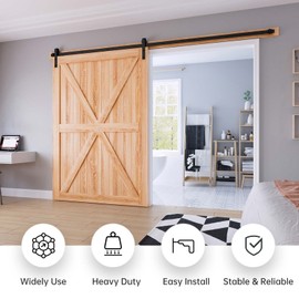 EaseLife 9 FT Sliding Barn Door Hardware Track Kit,Basic J Pulley,Slide Smoothly Quietly,Easy Install (9FT Track Kit for 54" Wide Single Door)