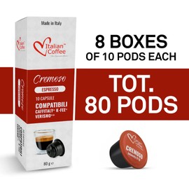 ITALIAN COFFEE FOR ESPRESSO LOVERS Italian Coffee capsules compatible with Verismo, CBTL, Caffitaly, K-fee systems (80 pods CREMOSO blend)