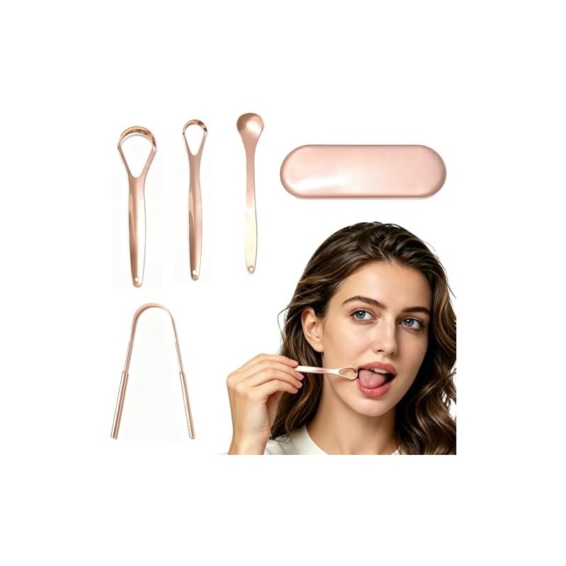 Set de 4 Kit Limpieza Bucal,Con 1pcs Caja portátil, Reutilizable.