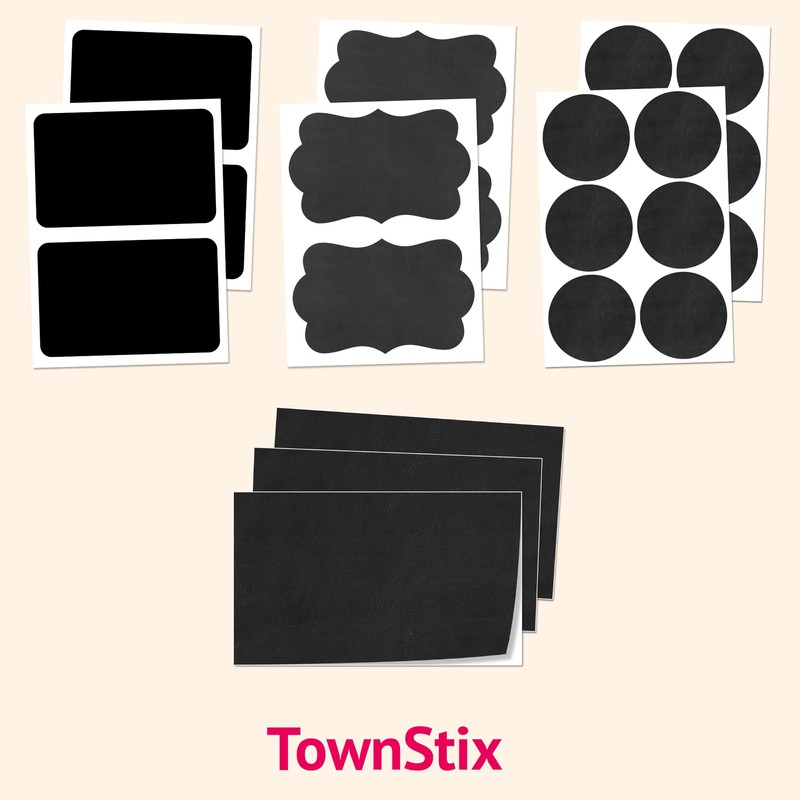 20-Pack, Large Chalkboard Sticker Labels Sheet, Erasable and Reusable -