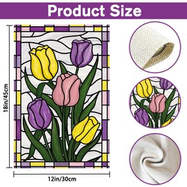 Welcome Spring Tulips Garden Flag 12x18 Inch Vertical Double Sided Outside, Colorful Flowers Decor Burlap Farmhouse Small Flag for Yard Lawn Holiday Home Outdoor Decoration (Yellow)