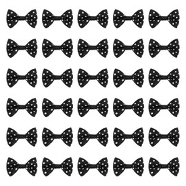 MECCANIXITY - 50 pajaritas de lunares negros y blancos de 3,8 x 2,5 cm, mini lazo para hacer pequeños lazos de satén a granel para hacer manualidades, álbumes de recortes, regalo de boda, decoración