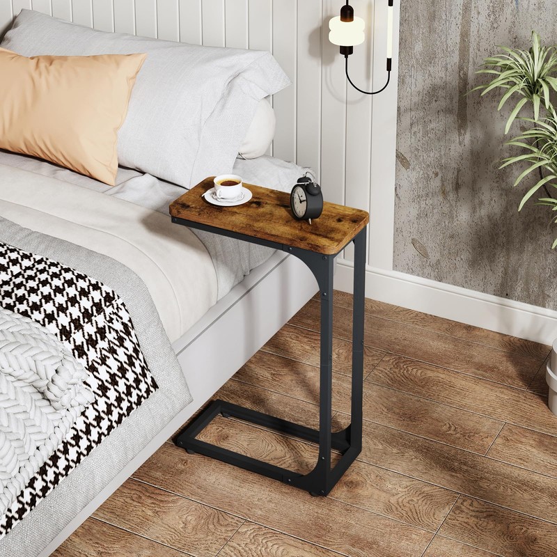 QEEIG Narrow C Shaped Side Table Set of 2 Living