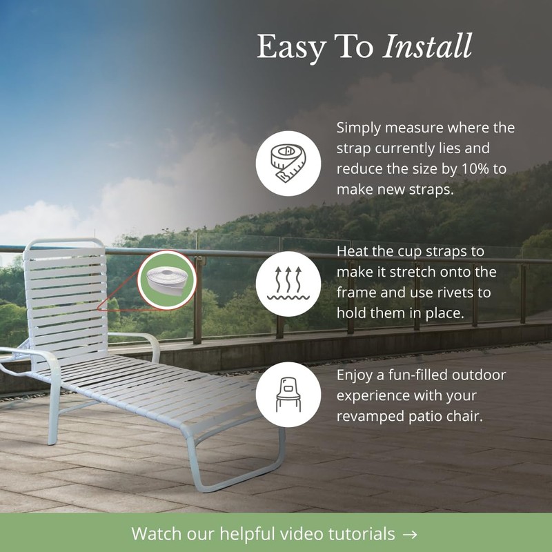Jejavu 1.5" Wide x 20' Roll Vinyl Strap for Patio