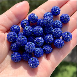 Rhinestone Beads for Jewelry Making,10mm 100pcs Sapphire Clay Disco Ball Beads for Pens Making,Sparkly Diamond Rhinestone Spacer Beads for Pens,Beadable Pen Beads Bulk for Bracelet Necklace Crafting