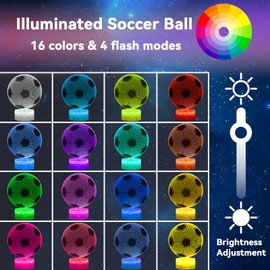 3D Hover Soccer Ball, Glow Soccer Party Decorations, Light Up football Sports Decor For Bedroom, 16 Colors Changing Touch/Remote Contro, Birthday Christmas Gifts For World Cup (soccer ball 3)