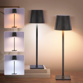 tomvorks 2 Pack Cordless Table Lamp, Portable Outdoor LED Desk Lamp with 3 Color Stepless Dimming Up, Battery Operated Lamps for Restaurant Couple Dinner Bedroom Camping Bars (Black)