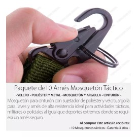 Mercader Digital Paquete 10 Arnés Mosquetón Táctico Molle Militar / Mayoreo