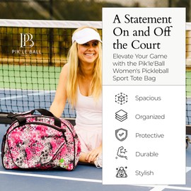 Pik’le’Ball Sport Premium Women's Pickleball Bag – Stylish and Versatile Sports Bag with Water Bottle Holder, Padded Paddle Pocket, and Spacious Design (fits 2+ Paddles!)