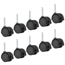 PATIKIL 1.5 Inch Swivel Stem Casters,10 Pack Nylon 360 Degree Insert Swivel Stem Wheels with Brake for Chair Shelf Furniture Replacement, Black
