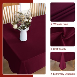 DWCN Square Christmas Tablecloth - 40 x 40 Inch - Waterproof Stain and Wrinkle Resistant Washable Table Cloth, Decorative Fabric Table Cover for Kitchen Dining Room Party and Outdoor Use, Burgundy