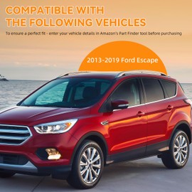 Deal 4-Piece Set Outside Mount Tape On/Clip On Type Smoke Tinted Sun/Rain Guard Vent Window Visors with Chrome Trim Compatible with 2013-2019 Escape