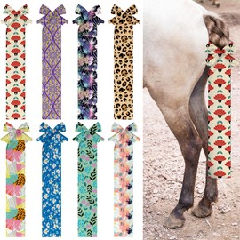 Eccliy 8 Pcs Horse Tail Bag Breathable Guard Stretchy 22 Slip on Horse Tail Wrap 2 Strand Closure Straps Grooming Supplies to Keep from Dirt Breakage Rubbing 8 Designs