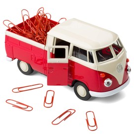 Magnetic Paper Clip Dispenser Compatible with VW Bus T1 Transporter Flatbed Truck Including Paper Clips - Mobile Office (Red)