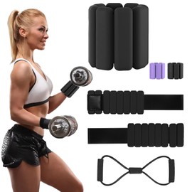 Adjustable Wrist and Ankle Weights for Men & Women - 1LB Weighted Training for Hands & Feet & Leg with Resistance Bands for Pilates, Strength, Running, Dancing, Yoga and Fitness （1Pcs Black）