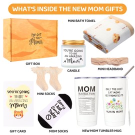 New Mom Gifts for Women, Best Postpartum Gifts for New Mom, Gender Reveal Ideas, Pregnancy Gifts for Expecting Mom, Mom to be Gift, Pregnant Mom Gifts, Cat Mom Gifts, New Mom Gift Basket
