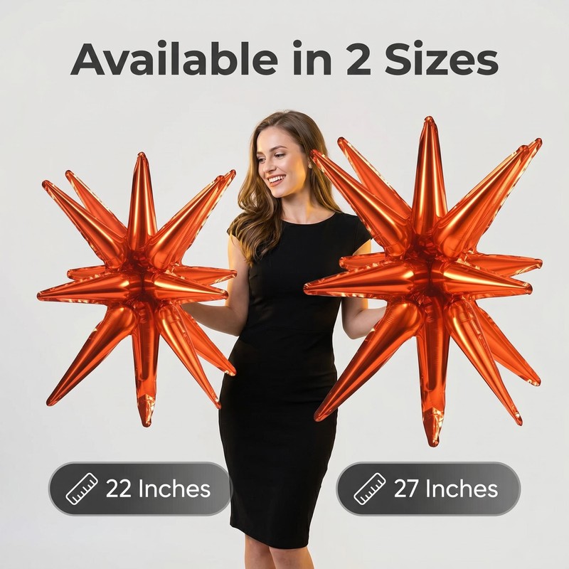 10 Pcs Star Explosion Starburst Balloons One-Piece Foil Cone Balloons