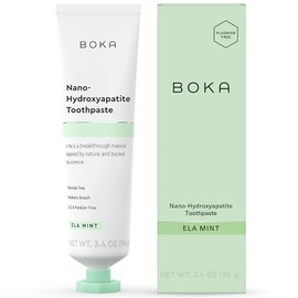 Boka Fluoride Free Toothpaste, Nano Hydroxyapatite Toothpaste, Appropriate for Sensitive Teeth - for Adult, Kids Oral Care - Ela Mint Flavor, 3.4 Fl Oz 1Pk US Manufactured