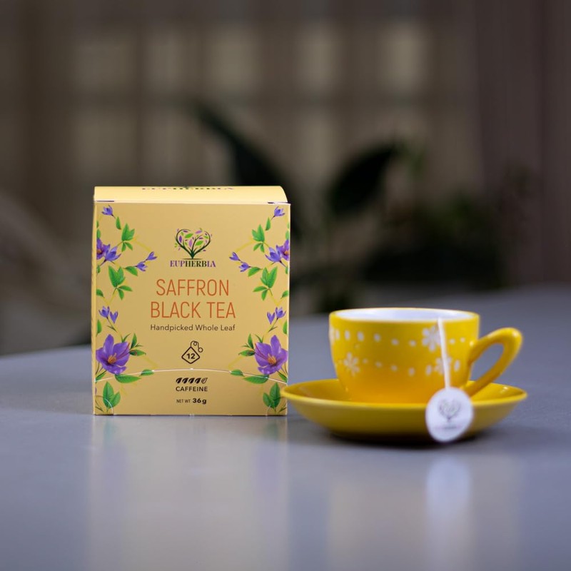 Eupherbia Saffron Black Tea, Handpicked, Highland Grown Whole Leaf Tea,