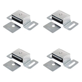 Litepak Magnetic Catch for Cabinet Doors Cupboards Drawers Shutters w/Metal Housing + Strike Plate & Screws (4 Pack)