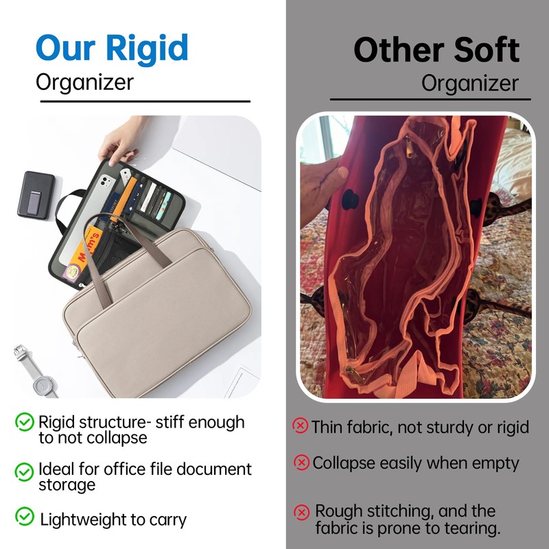 Large Briefcase Insert Organizer for Work Office File Document Laptop