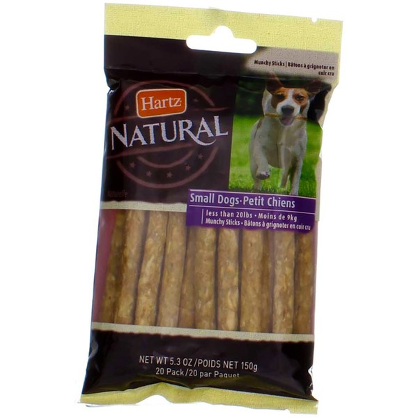 Hartz Natural Munchy Rawhide Chews for Small Dogs, 20 Count (Pack of 3)