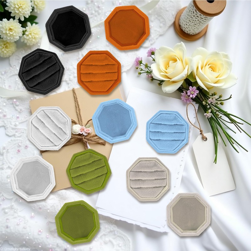 U·helper Velvet Ring Box, 3 Slots Octagonal Jewelry Ring Gift
