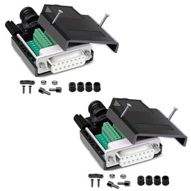 PENGLIN DB15 Solderless Female RS232 D-SUB Serial Adapter, 16 mm Thinner 15 Pin Port Terminal Solderless Breakout Board Connector with Housing Accessories, Pack of 2