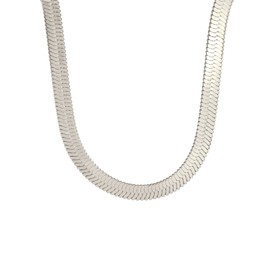 kkjoy 2/3/4/5 mm Flat Snake Chain Stainless Steel Snake Bone Chain Necklace for Women Girls Ladies, 15/17/19 Inches, Gold-Plated/Stainless Steel, Stainless Steel