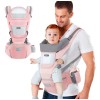 Cangurera Portabebé Raganet Mochila Multifuncional Con Asiento Bebé Color Rosa