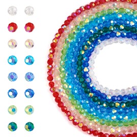 Beadthoven 736pcs 4mm Faceted Round Glass Crystal Beads Half AB Color Round Glass Beads Spacers for Jewelry Making Crystal Gemstone Beads Spacers Bulk for DIY Bracelet Necklace Earrings Beading Crafts