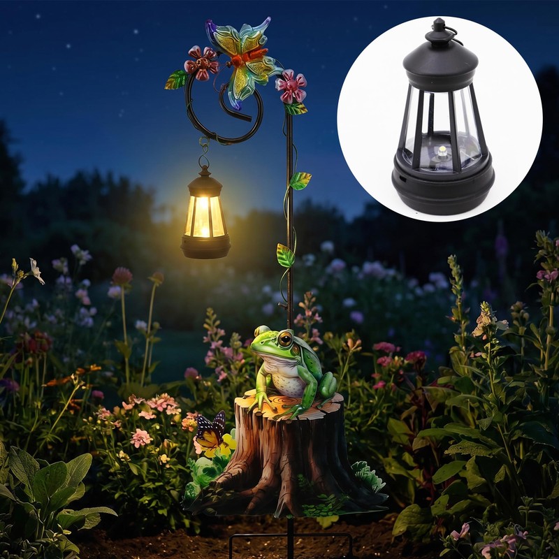 Guangxie Solar Frog Lantern Garden Stake, 31.5in Weatherproof Metal Outdoor