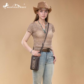 Montana West Crossbody Cell Phone Purse For Women Western Style Cellphone Wallet Bag Travel Size With Strap PHD-109CF