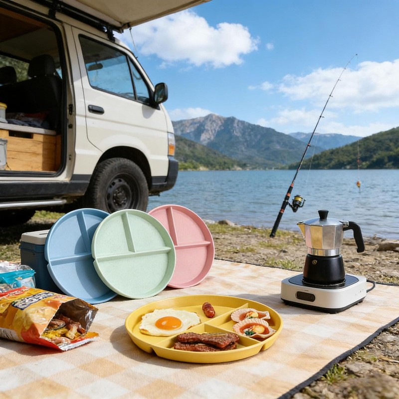 Delphinus 8 Pack 9 Inch Divided Plates For Adults, 3