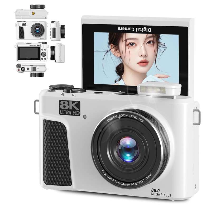 Zunate Cámara Digital de 8k para Fotografía, Cámara de Vlogging